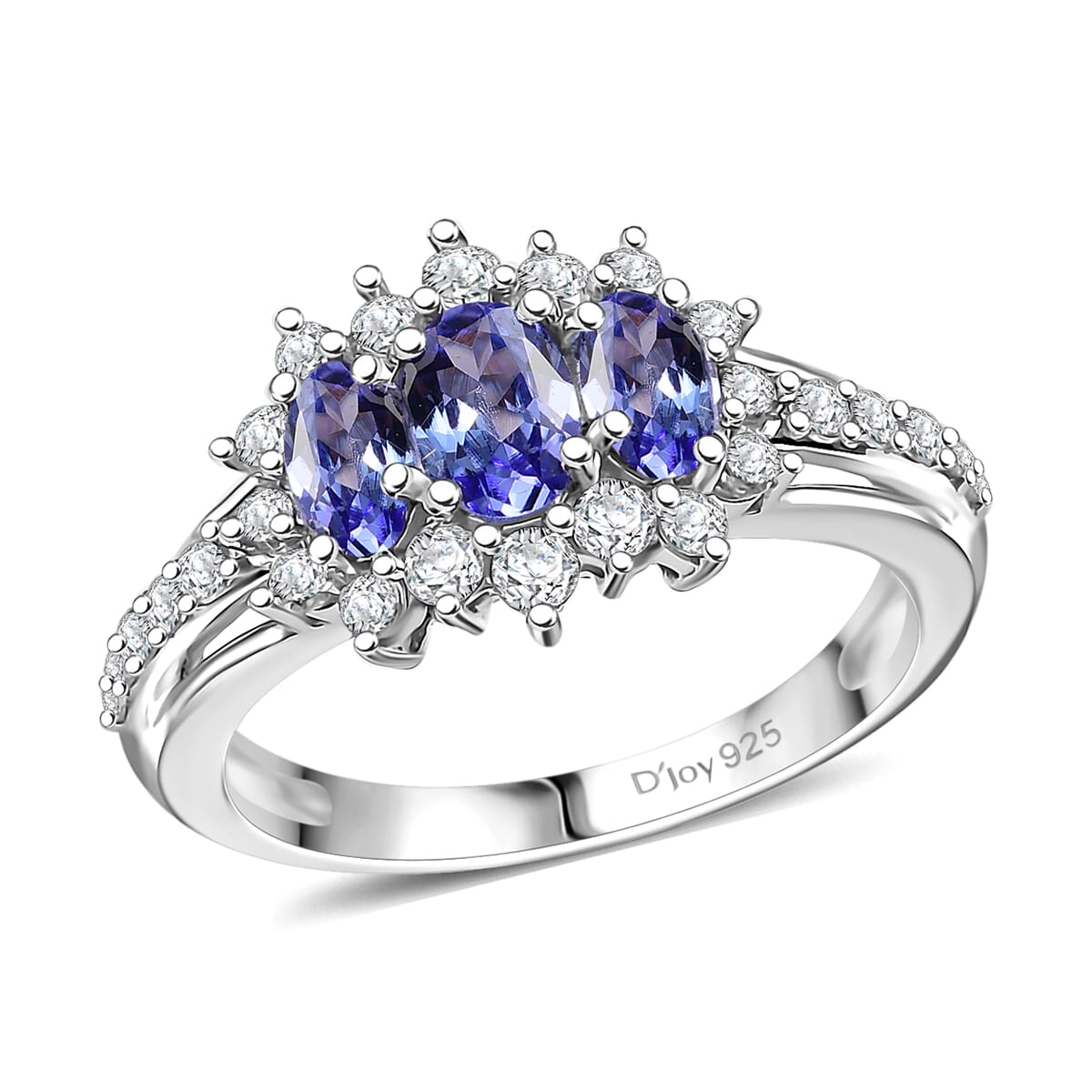 27th May TLV Tanzanite, White Zircon Ring in Rhodium Over Sterling Silver (Size 10.0) 1.75 ctw image number 0