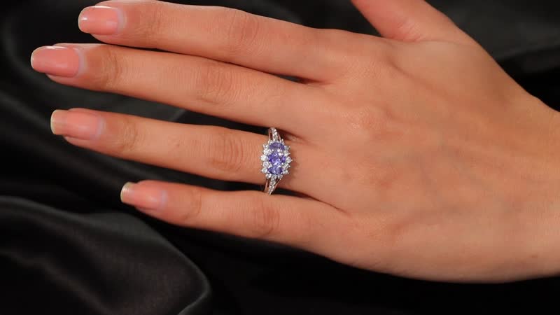Tanzanite, White Zircon Ring in Rhodium Over Sterling Silver (Size 10.0) 1.75 ctw