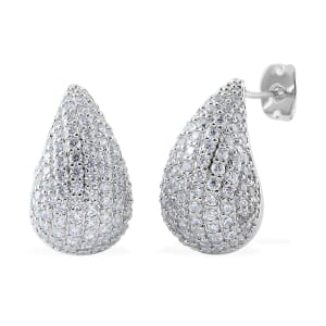 Simulated Diamond Earrings in Silvertone