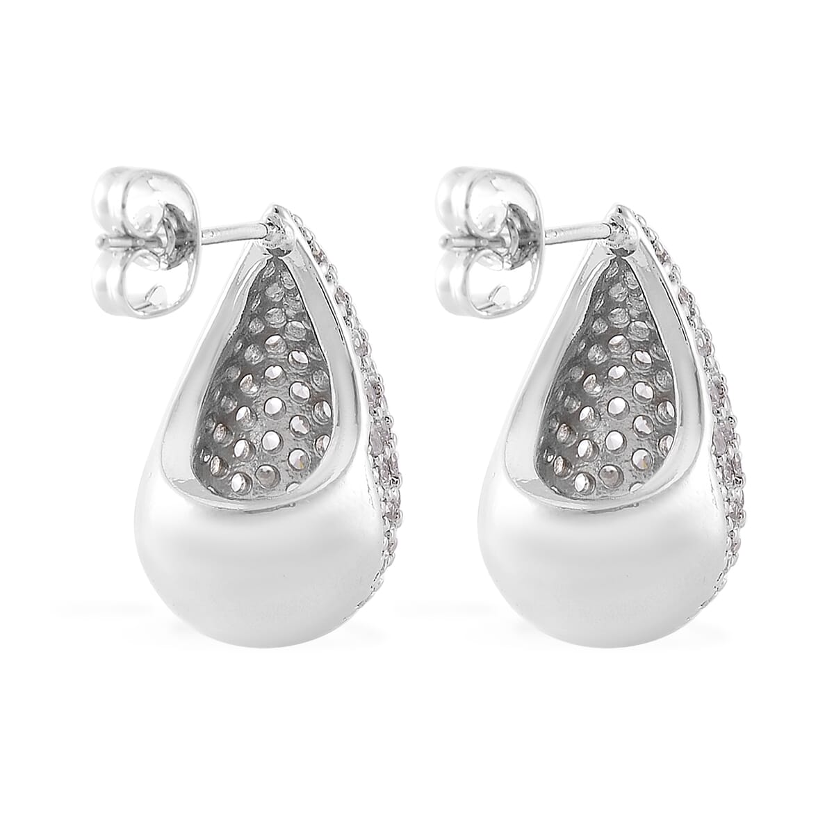 Simulated Diamond Earrings in Silvertone image number 4