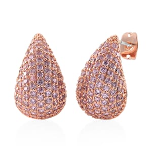 Simulated Pink Diamond Earrings in Rosetone