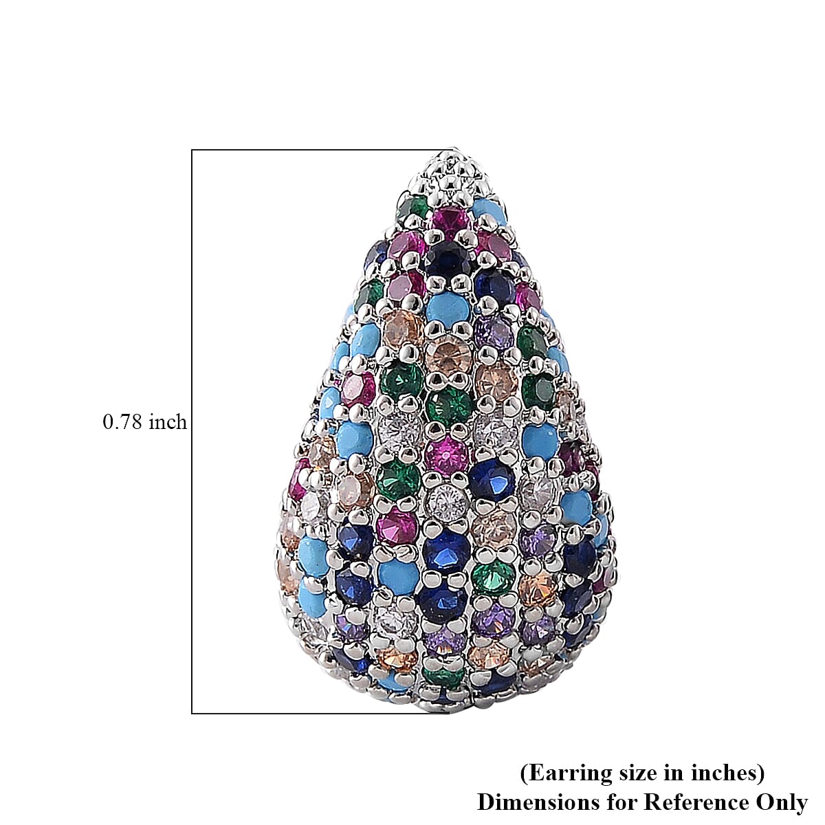 Simulated Multi Color Diamond Earrings in Silvertone