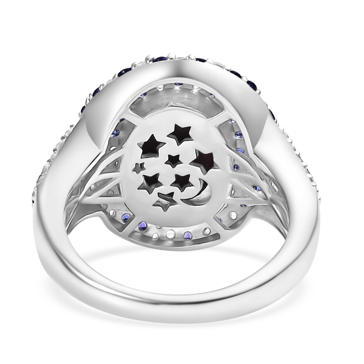 Blue Star Sapphire (DF) and Multi Gemstone 6.25 ctw Celestial Ring in 18K Vermeil YG and Rhodium Over Sterling Silver (Size 6.0) image number 4