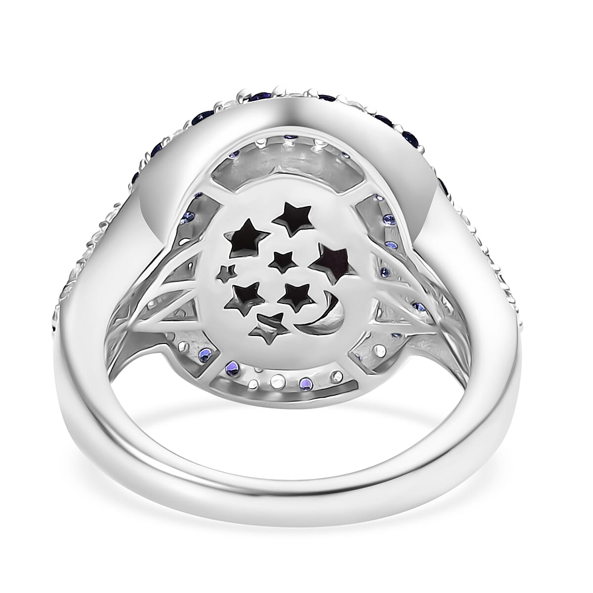 Blue Star Sapphire (DF) and Multi Gemstone 6.25 ctw Celestial Ring in 18K Vermeil YG and Rhodium Over Sterling Silver (Size 7.0) image number 4