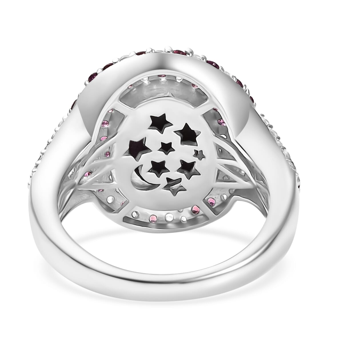 Indian Star Ruby and Multi Gemstone 7.10 ctw Celestial Ring in 18K Vermeil YG and Rhodium Over Sterling Silver (Size 7.0) image number 4