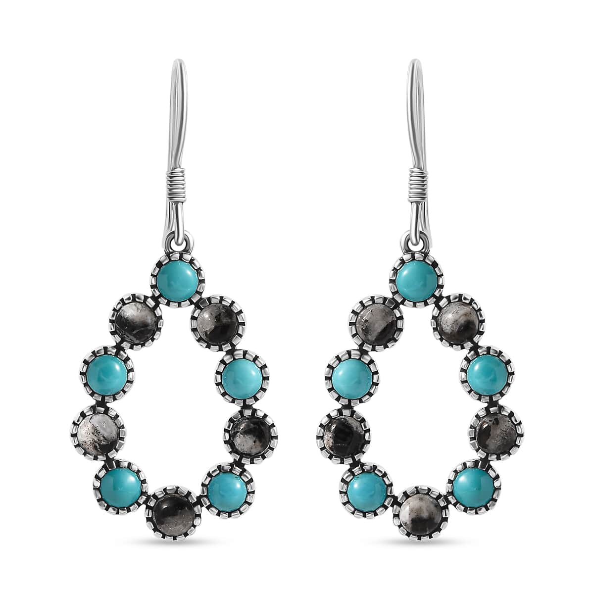 Artisan Crafted Sleeping Beauty Turquoise and White Buffalo 6.40 ctw Fancy Earrings in Sterling Silver image number 0