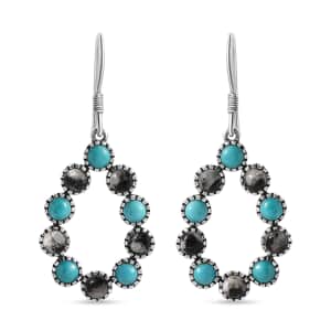 Artisan Crafted Sleeping Beauty Turquoise and White Buffalo 6.40 ctw Fancy Earrings in Sterling Silver