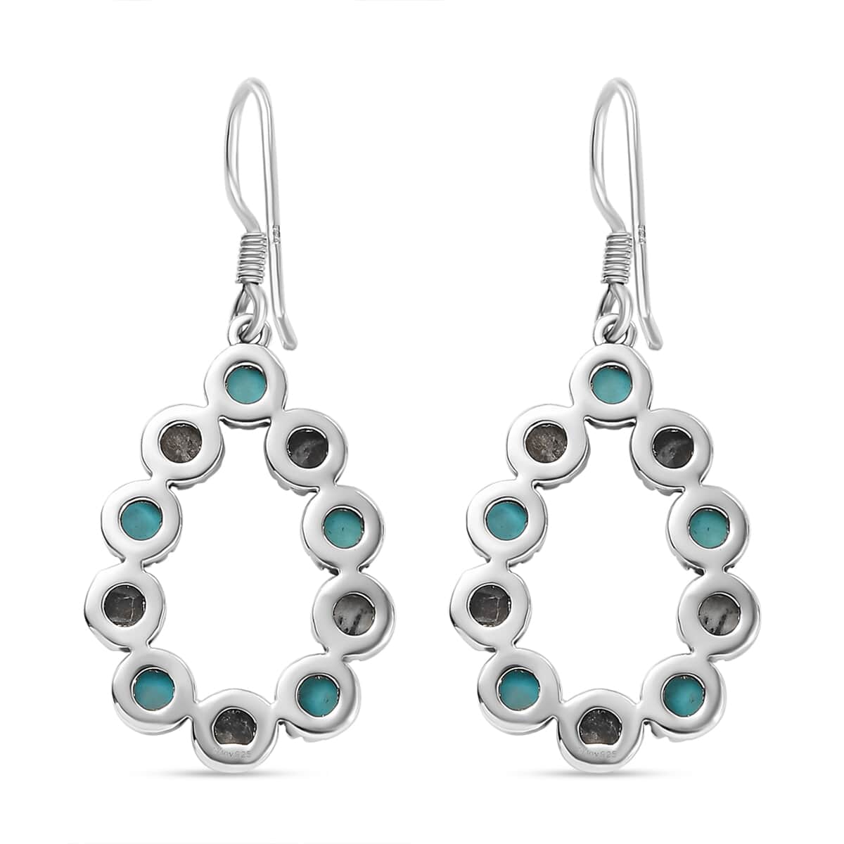 Artisan Crafted Sleeping Beauty Turquoise and White Buffalo 6.40 ctw Fancy Earrings in Sterling Silver image number 3