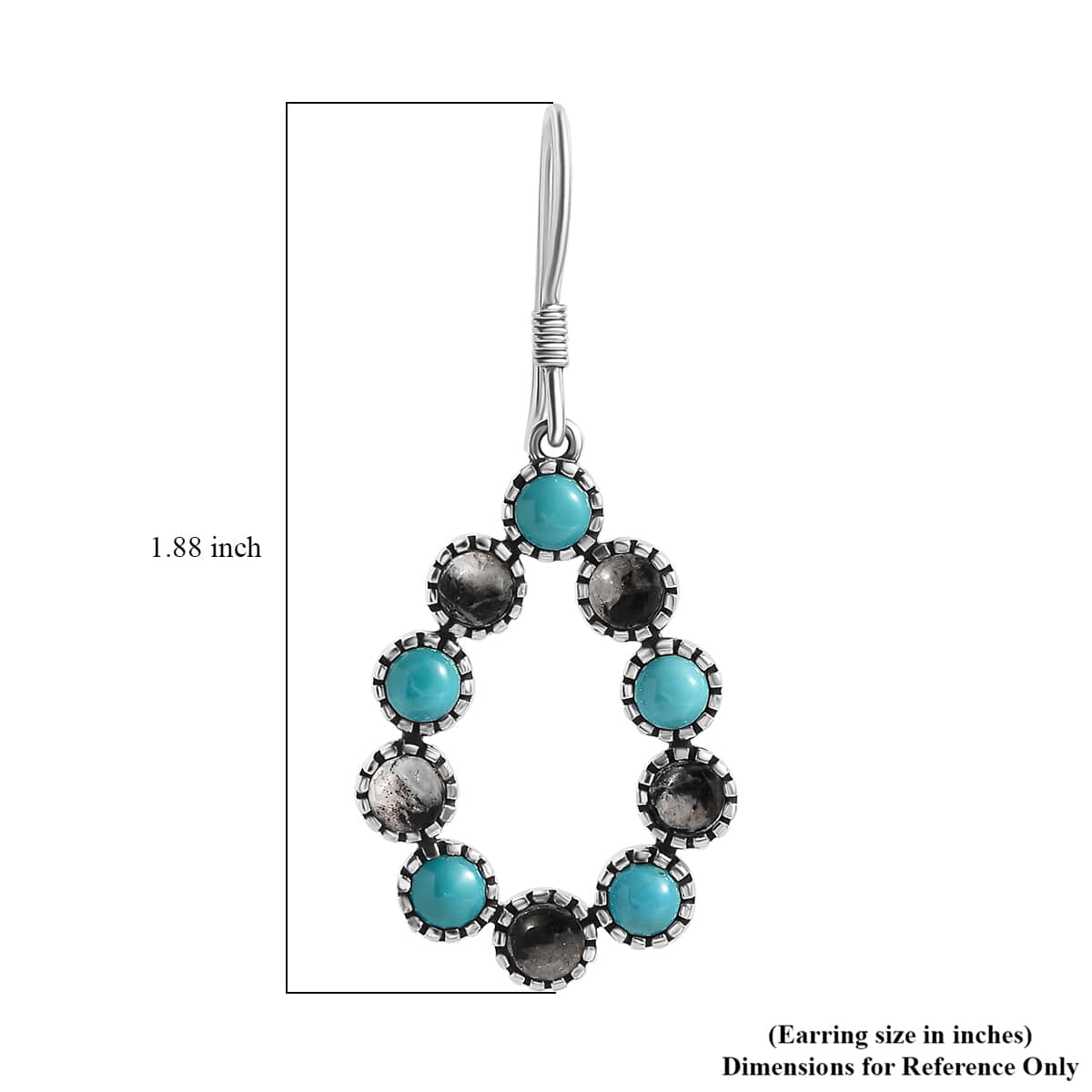 Artisan Crafted Sleeping Beauty Turquoise and White Buffalo 6.40 ctw Fancy Earrings in Sterling Silver image number 4