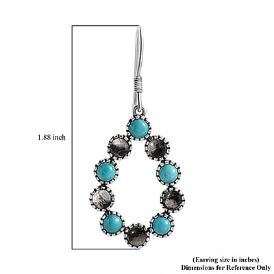 D'Joy Artisan Crafted Sleeping Beauty Turquoise and White Buffalo 6.40 ctw Fancy Earrings in Sterling Silver