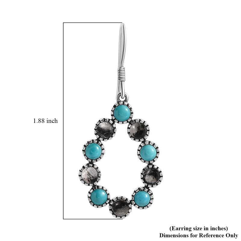 D'Joy Artisan Crafted Sleeping Beauty Turquoise and White Buffalo 6.40 ctw Fancy Earrings in Sterling Silver