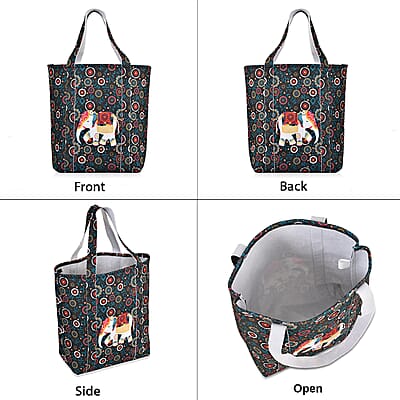 Blue Vivid Digital Elephant Printed Fabric Tote Bag (Buy One Get One Free)