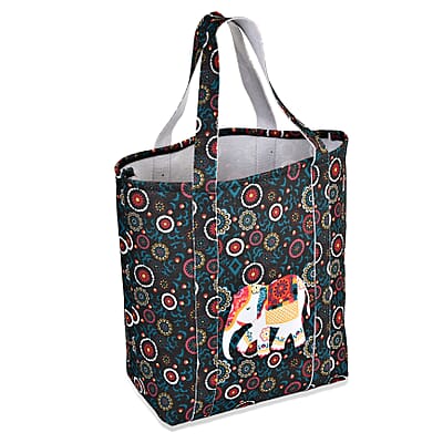 Blue Vivid Digital Elephant Printed Fabric Tote Bag (Buy One Get One Free)