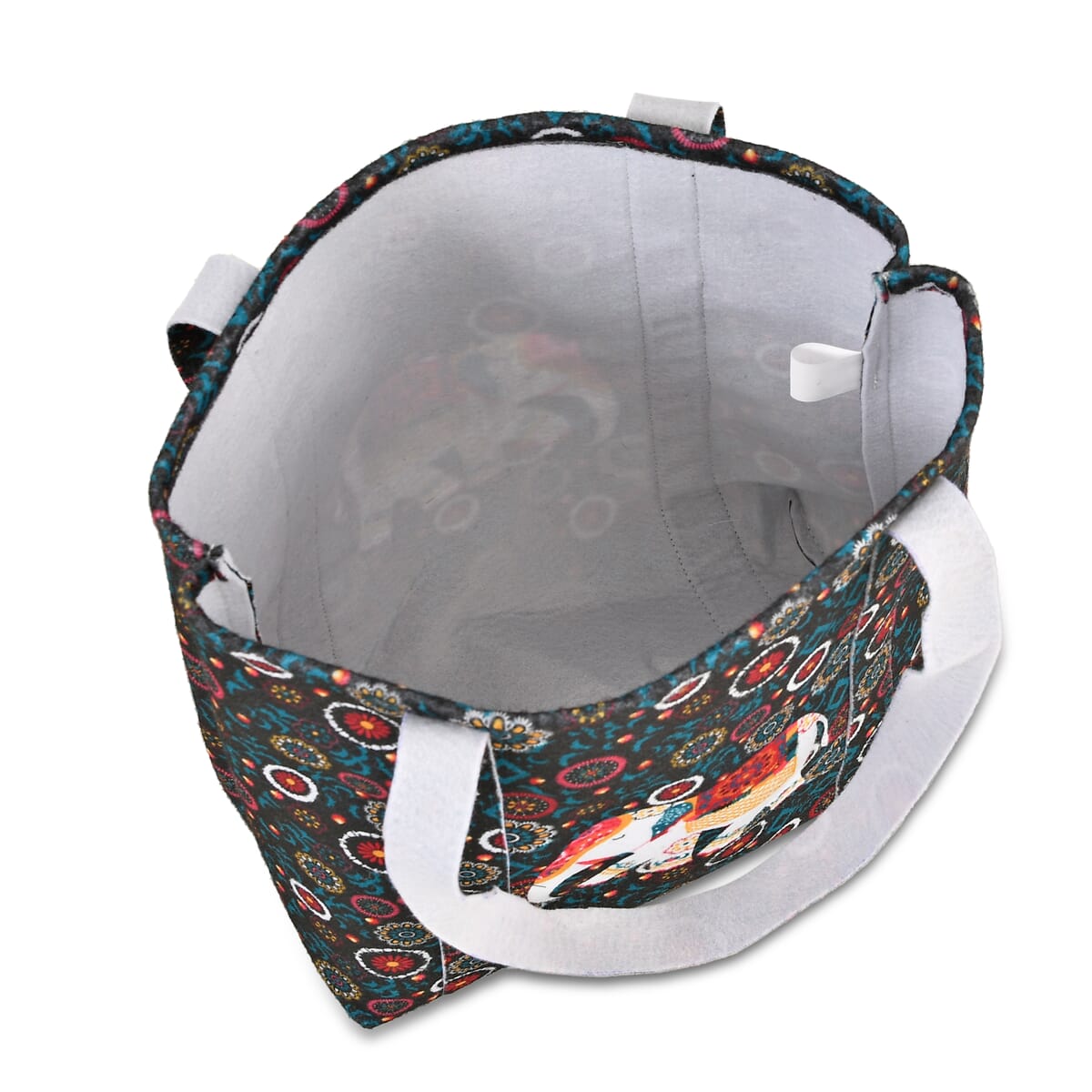 Blue Vivid Digital Elephant Printed Fabric Tote Bag (Buy One Get One Free) image number 8