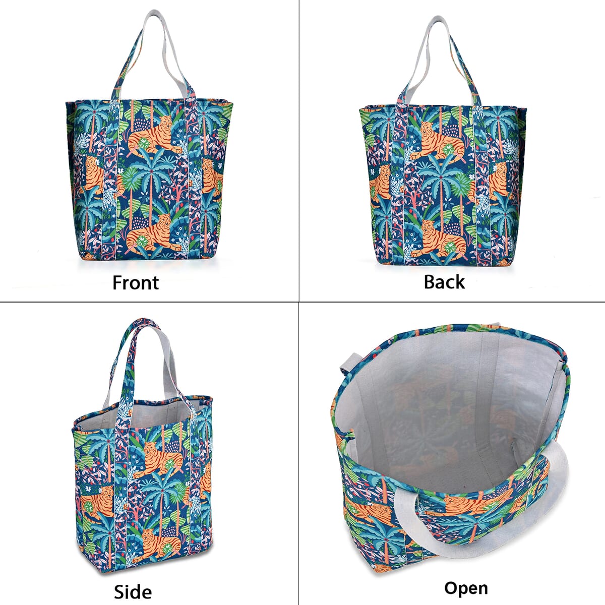 Blue Vivid Digital Lion Printed Fabric Tote Bag (Buy One Get One Free) image number 4