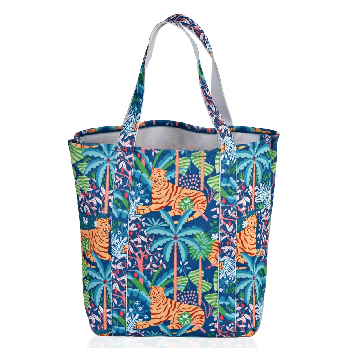 Blue Vivid Digital Lion Printed Fabric Tote Bag (Buy One Get One Free) image number 6