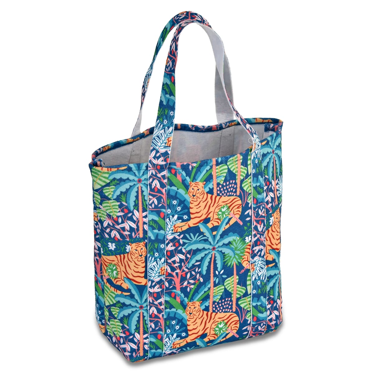Blue Vivid Digital Lion Printed Fabric Tote Bag (Buy One Get One Free) image number 7
