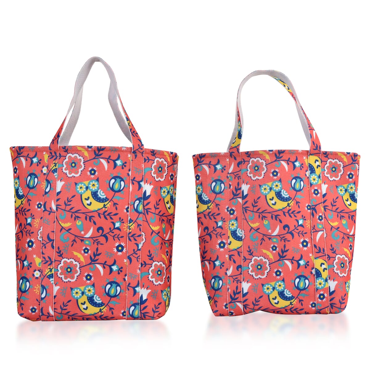 Pink Vivid Digital Floral Printed Fabric Tote Bag (Buy One Get One Free) image number 0
