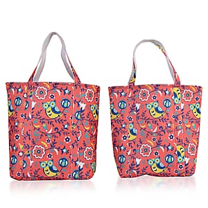Pink Vivid Digital Floral Printed Fabric Tote Bag (Buy One Get One Free)