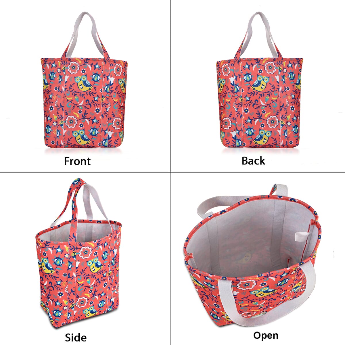 Pink Vivid Digital Floral Printed Fabric Tote Bag (Buy One Get One Free) image number 4