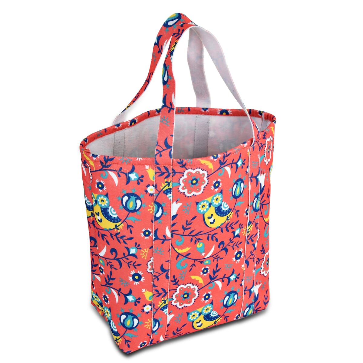 Pink Vivid Digital Floral Printed Fabric Tote Bag (Buy One Get One Free) image number 7