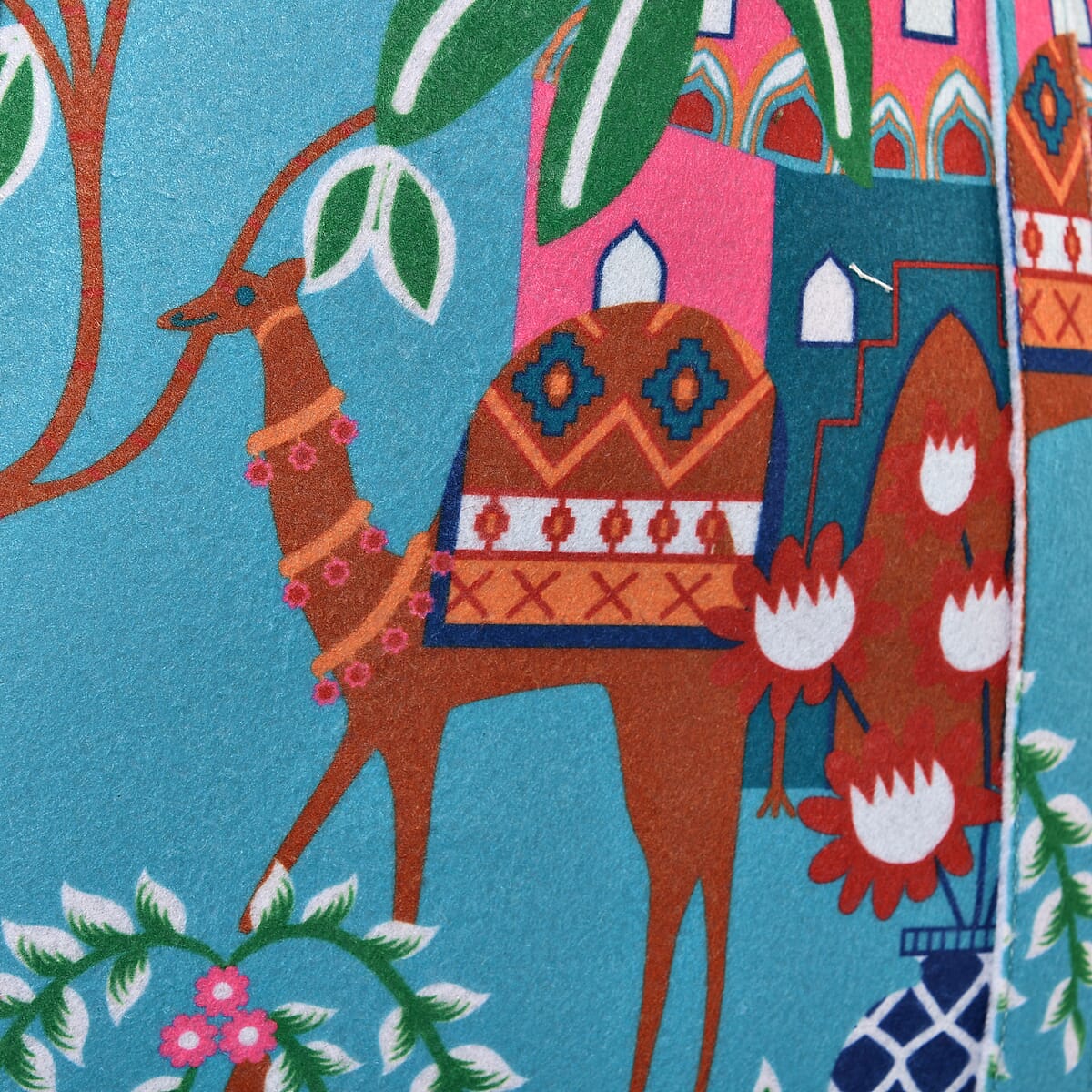 Turquoise Vivid Digital Camel Printed Fabric Tote Bag (Buy One Get One Free) image number 9