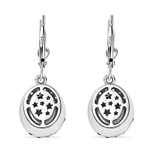 D'Joy Blue Star Sapphire (DF) and Multi Gemstone 7.30 ctw Celestial Earrings in Rhodium Over Sterling Silver