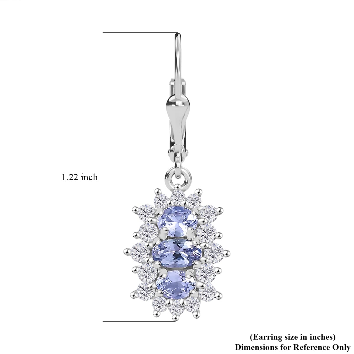 D'Joy Tanzanite and White Zircon 2.10 ctw Blooming Flower Lever Back Earrings in Rhodium Over Sterling Silver image number 5