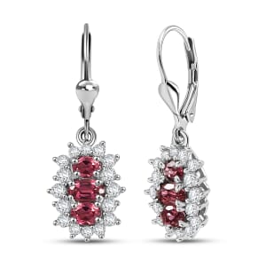 D'Joy Morro Redondo Pink Tourmaline and White Zircon 2.35 ctw Blooming Flower Lever Back Earrings in Rhodium Over Sterling Silver