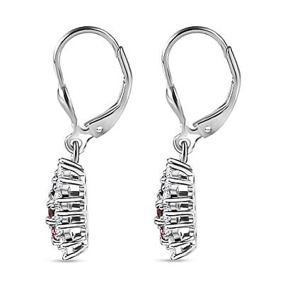 D'Joy Morro Redondo Pink Tourmaline and White Zircon 2.35 ctw Blooming Flower Lever Back Earrings in Rhodium Over Sterling Silver