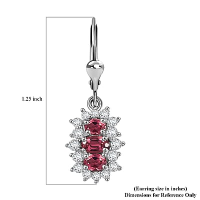 D'Joy Morro Redondo Pink Tourmaline and White Zircon 2.35 ctw Blooming Flower Lever Back Earrings in Rhodium Over Sterling Silver
