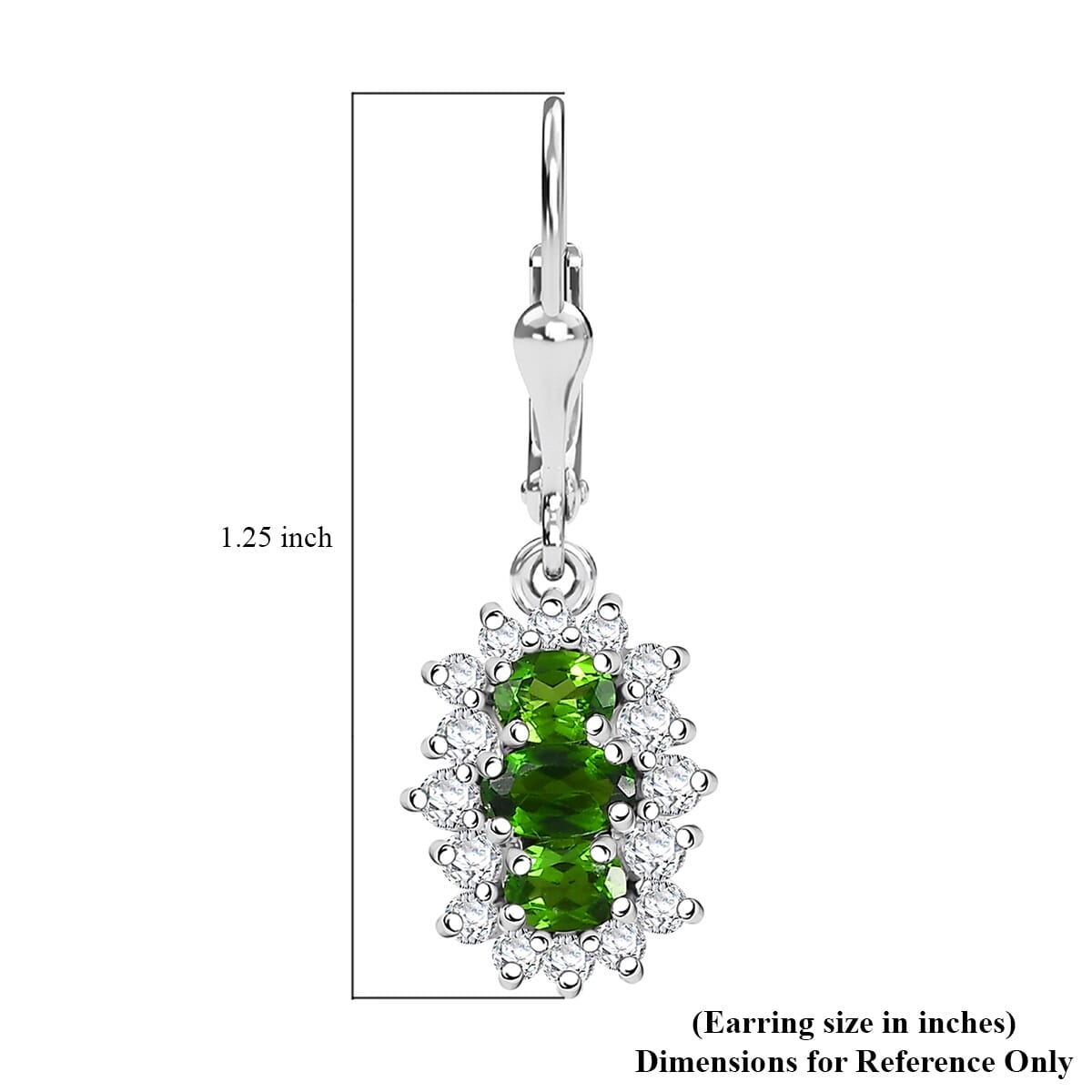 D'Joy Chrome Diopside and White Zircon 2.40 ctw Blooming Flower Lever Back Earrings in Rhodium Over Sterling Silver image number 6