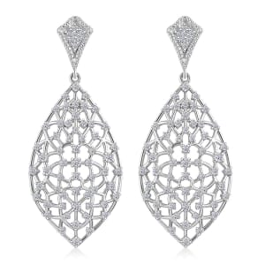 Luxuriant Lab Grown Diamond SI 2.00 ctw Dangle Earrings in Rhodium Over Sterling Silver