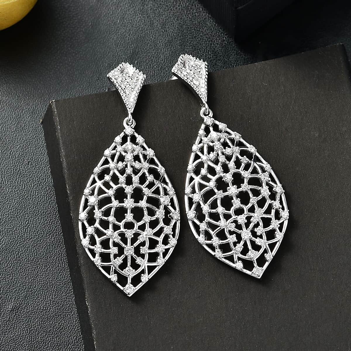 Luxuriant Lab Grown Diamond SI 2.00 ctw Dangle Earrings in Rhodium Over Sterling Silver (Del. in 10-12 Days) image number 1