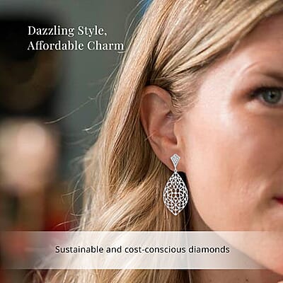 Luxuriant Lab Grown Diamond SI 2.00 ctw Dangle Earrings in Rhodium Over Sterling Silver