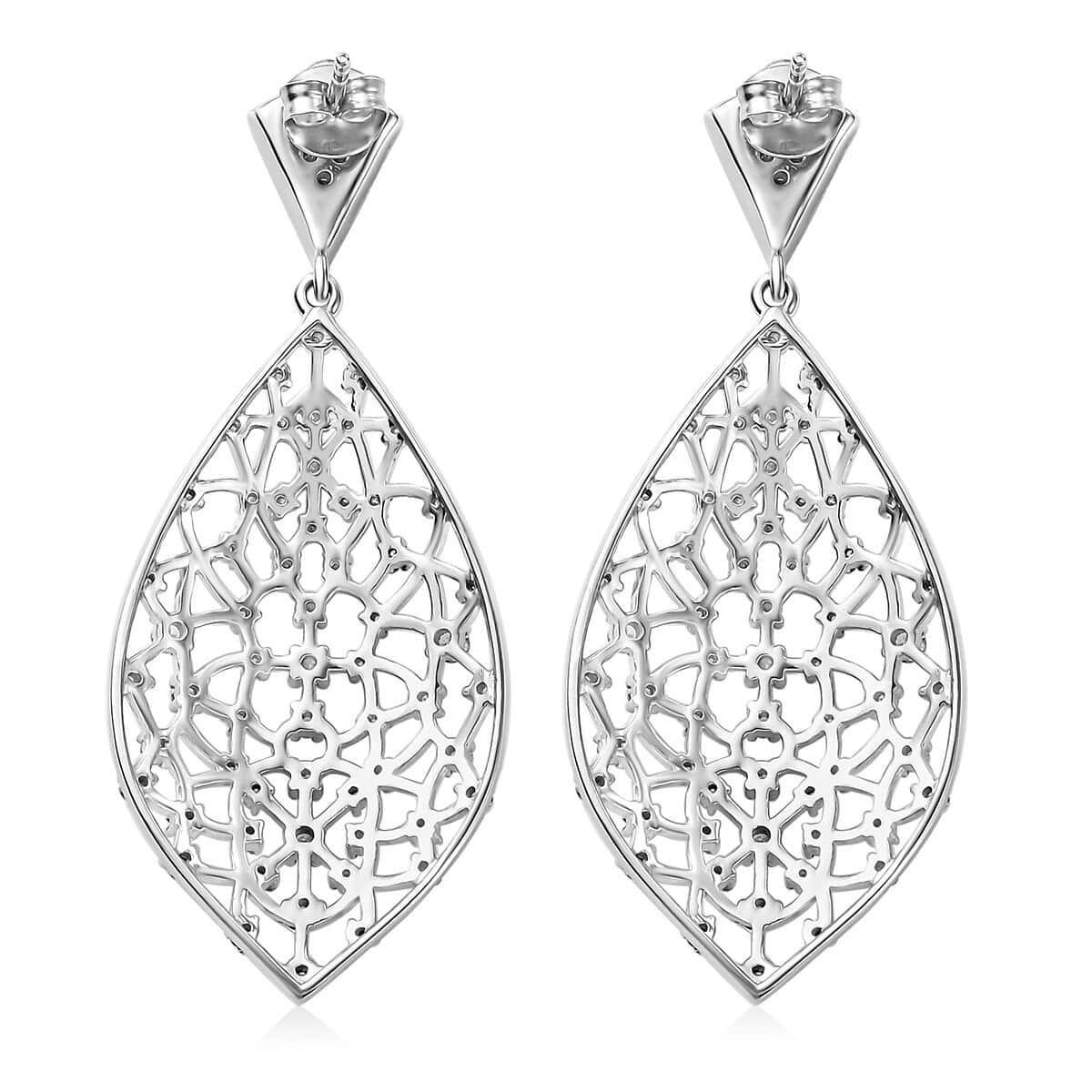 Luxuriant Lab Grown Diamond SI 2.00 ctw Dangle Earrings in Rhodium Over Sterling Silver (Del. in 10-12 Days) image number 3