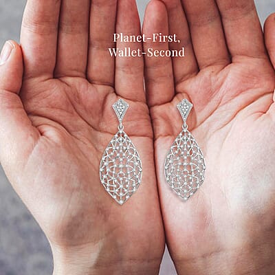 Luxuriant Lab Grown Diamond SI 2.00 ctw Dangle Earrings in Rhodium Over Sterling Silver