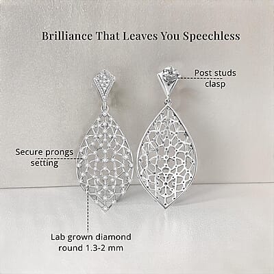 Luxuriant Lab Grown Diamond SI 2.00 ctw Dangle Earrings in Rhodium Over Sterling Silver