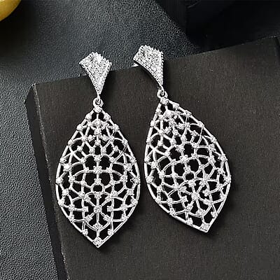 Luxuriant Lab Grown Diamond SI 2.00 ctw Dangle Earrings in Rhodium Over Sterling Silver