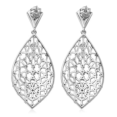 Luxuriant Lab Grown Diamond SI 2.00 ctw Dangle Earrings in Rhodium Over Sterling Silver