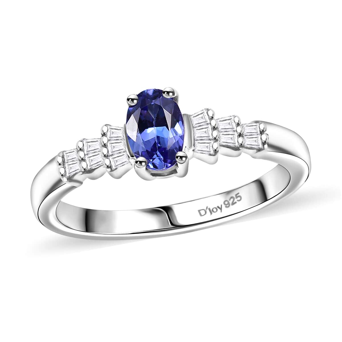 AAA Tanzanite and Diamond 0.60 ctw Ballerina Ring in Rhodium Over Sterling Silver (Size 10.0) image number 0