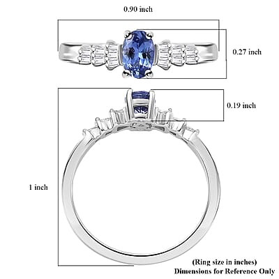 D'Joy AAA Tanzanite and Diamond 0.60 ctw Ballerina Ring in Rhodium Over Sterling Silver (Size 10.0)