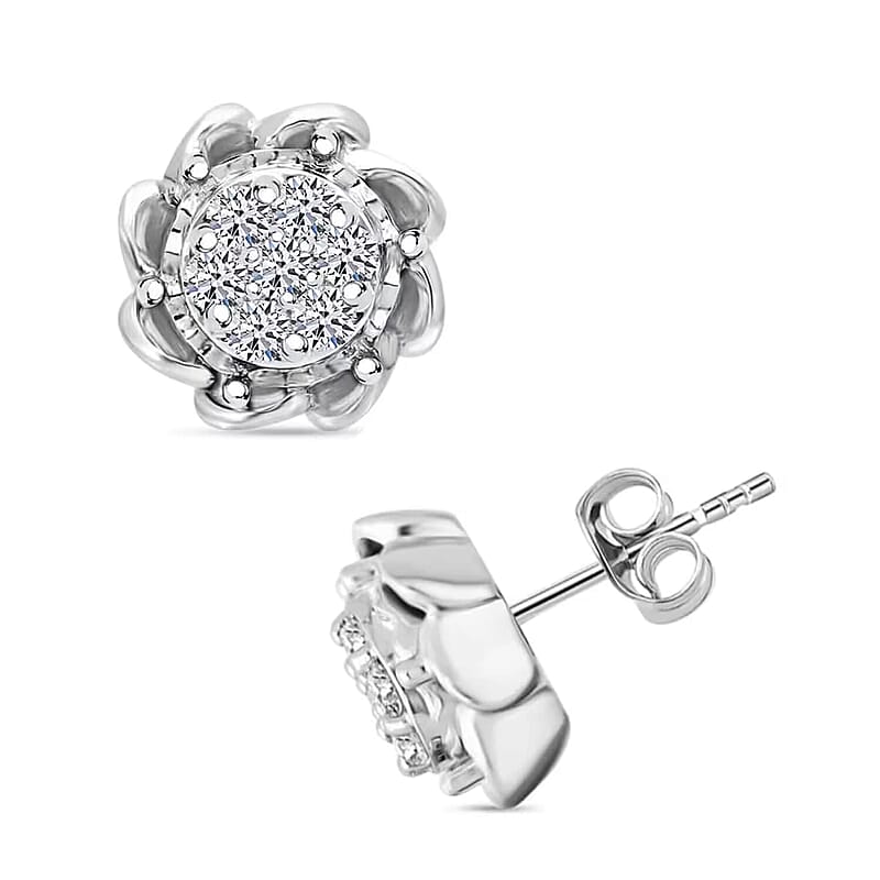 Luxuriant Lab Grown Diamond G-H SI 0.50 ctw Stud Earrings in Platinum Over Sterling Silver
