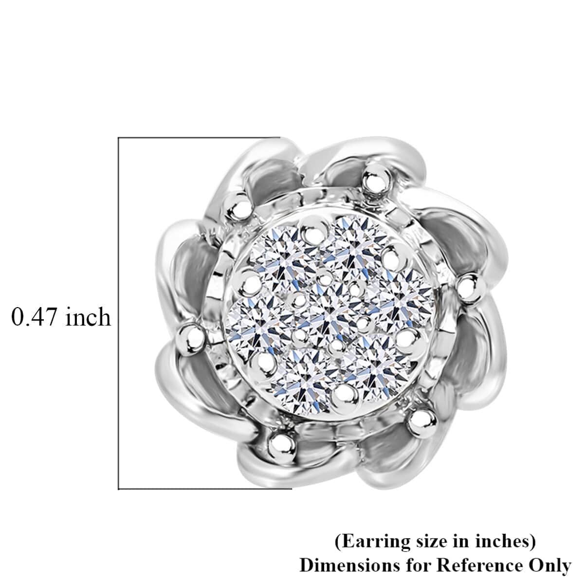 Luxuriant Lab Grown Diamond G-H SI 0.50 ctw Stud Earrings in Platinum Over Sterling Silver image number 4