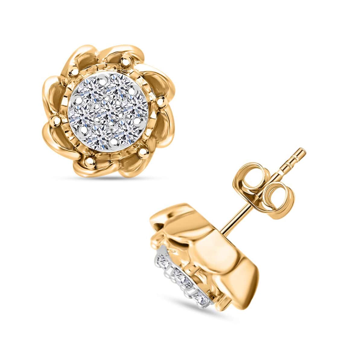 Luxuriant Lab Grown Diamond G-H SI 0.50 ctw Stud Earrings in Vermeil Yellow Gold Over Sterling Silver image number 0