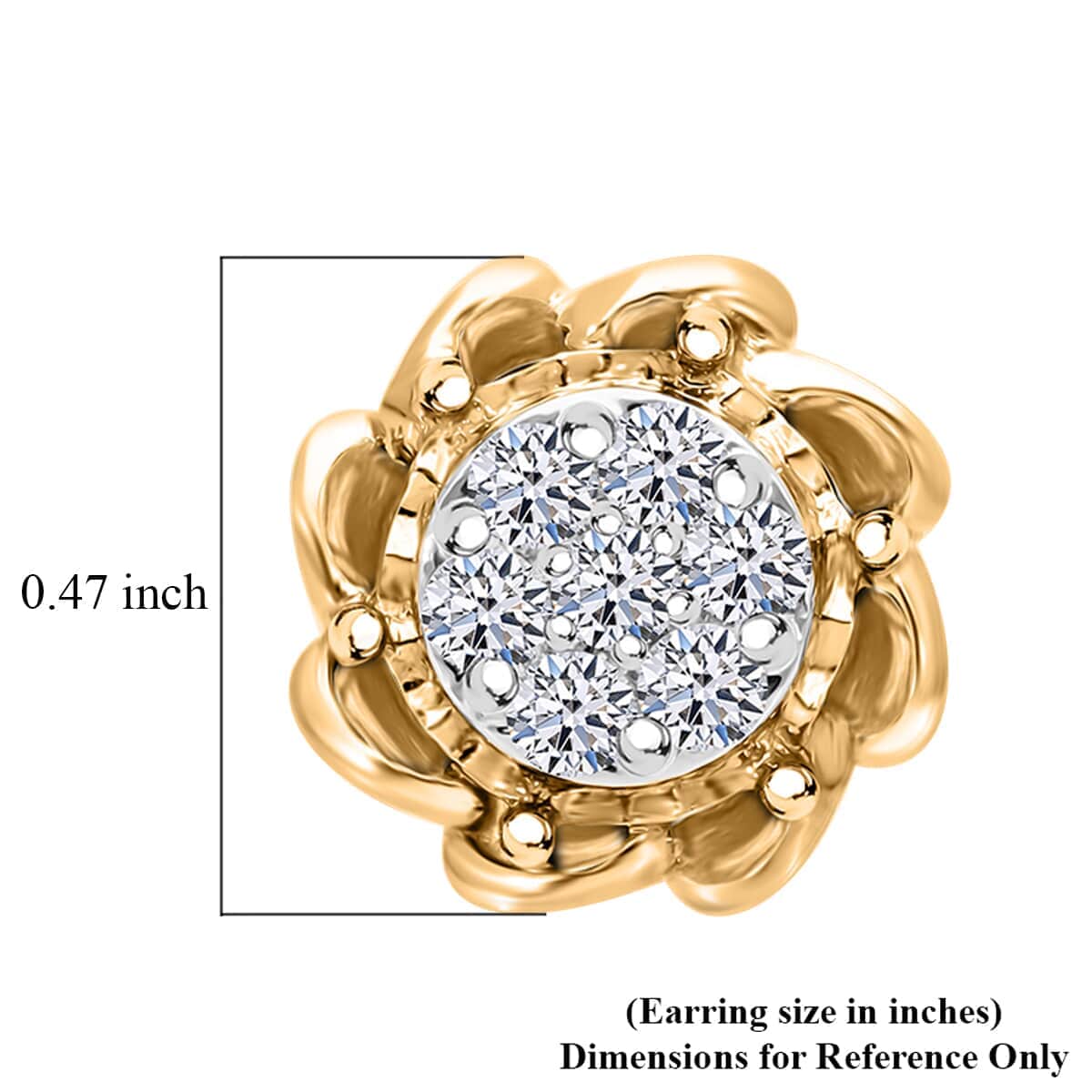 Luxuriant Lab Grown Diamond G-H SI 0.50 ctw Stud Earrings in Vermeil Yellow Gold Over Sterling Silver image number 4