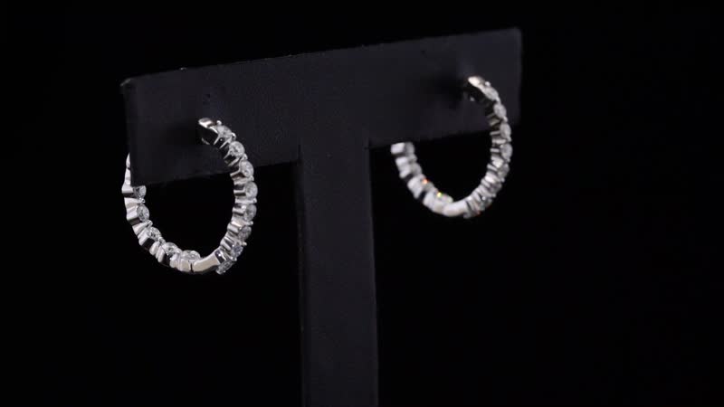 Luxuriant Lab Grown Diamond SI 1.00 ctw Hoop Earrings in Rhodium Over Sterling Silver