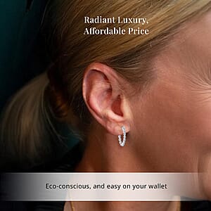 Luxuriant Lab Grown Diamond SI 1.00 ctw Hoop Earrings in Rhodium Over Sterling Silver