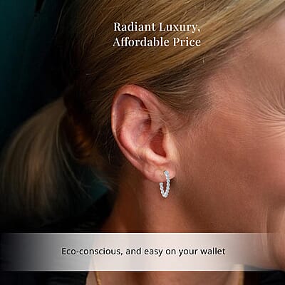 Luxuriant Lab Grown Diamond SI 1.00 ctw Hoop Earrings in Rhodium Over Sterling Silver