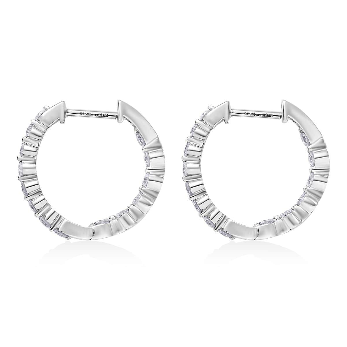 Luxuriant Lab Grown Diamond SI 1.00 ctw Hoop Earrings in Rhodium Over Sterling Silver image number 4